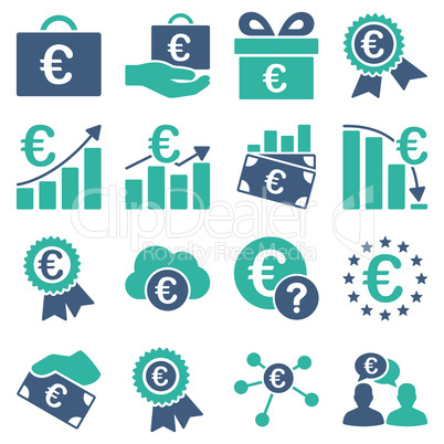 Euro banking business and service tools icons