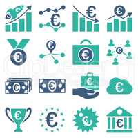 Euro banking business and service tools icons