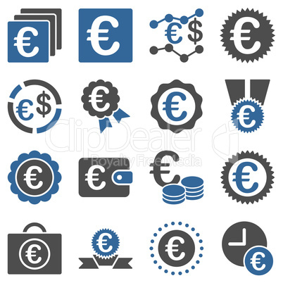 Euro banking business and service tools icons