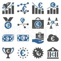 Euro banking business and service tools icons