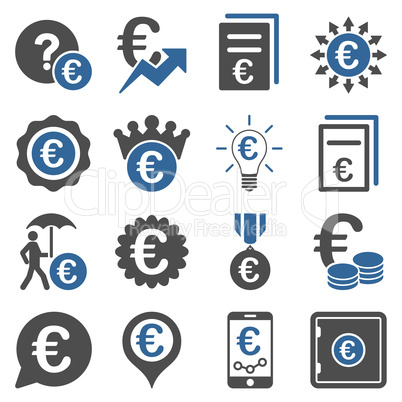 Euro banking business and service tools icons