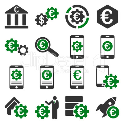 Euro banking business and service tools icons