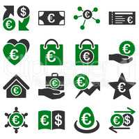 Euro banking business and service tools icons