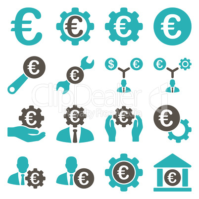 Euro banking business and service tools icons