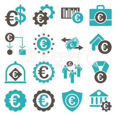 Euro banking business and service tools icons