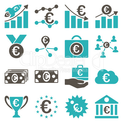 Euro banking business and service tools icons