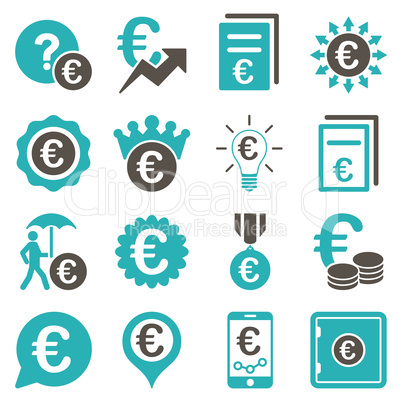 Euro banking business and service tools icons