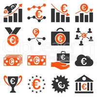 Euro banking business and service tools icons