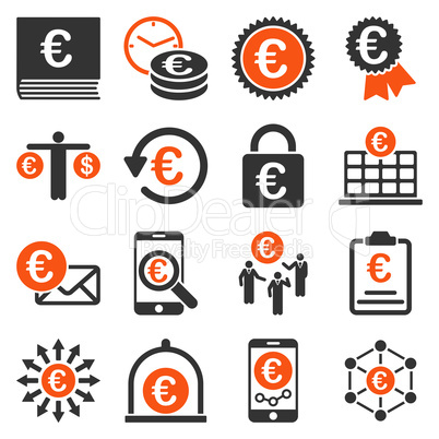 Euro banking business and service tools icons