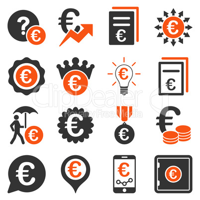 Euro banking business and service tools icons