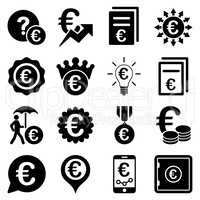 Euro banking business and service tools icons