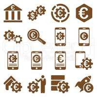 Euro banking business and service tools icons