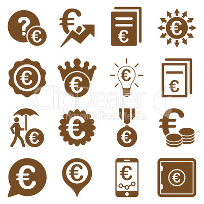 Euro banking business and service tools icons