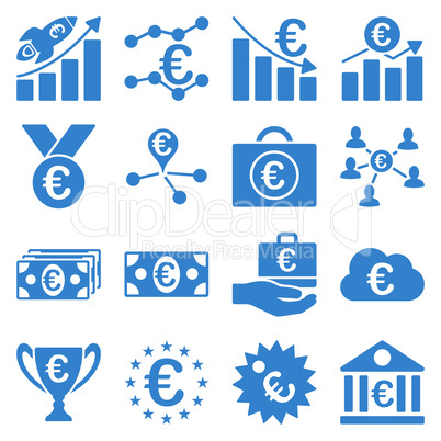 Euro banking business and service tools icons