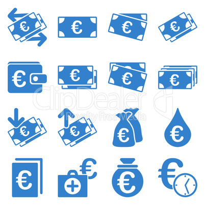 Euro banking business and service tools icons