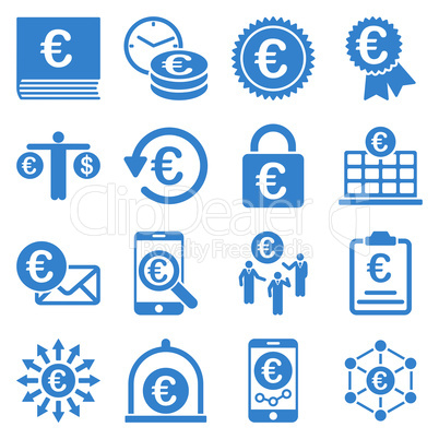 Euro banking business and service tools icons