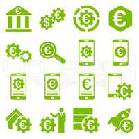 Euro banking business and service tools icons