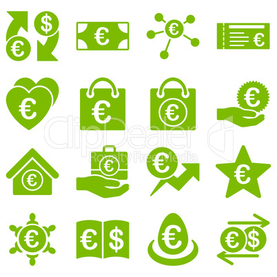 Euro banking business and service tools icons