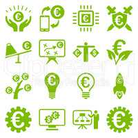 Euro banking business and service tools icons