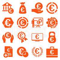 Euro banking business and service tools icons