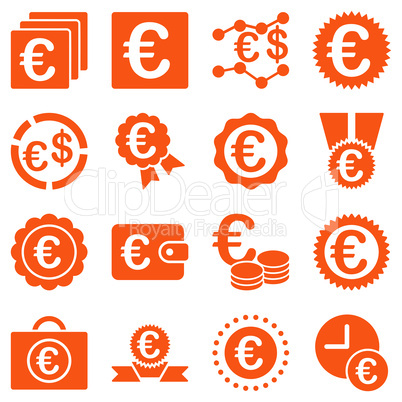 Euro banking business and service tools icons