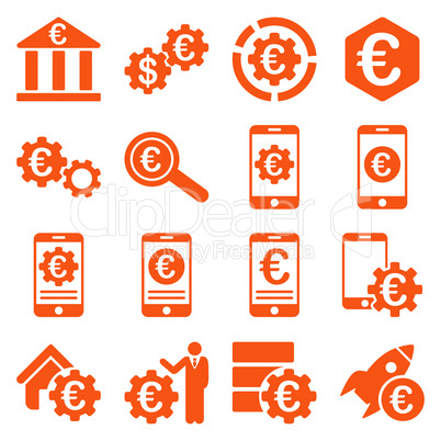 Euro banking business and service tools icons