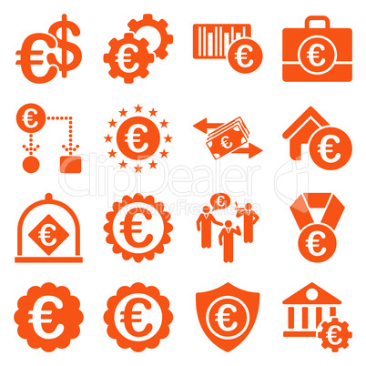 Euro banking business and service tools icons