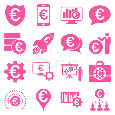 Euro banking business and service tools icons