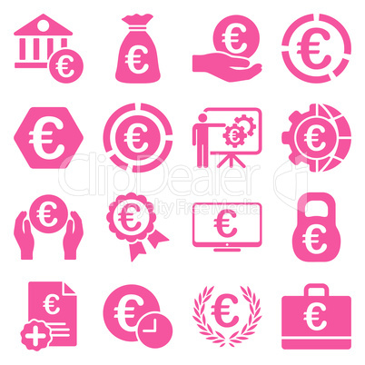 Euro banking business and service tools icons