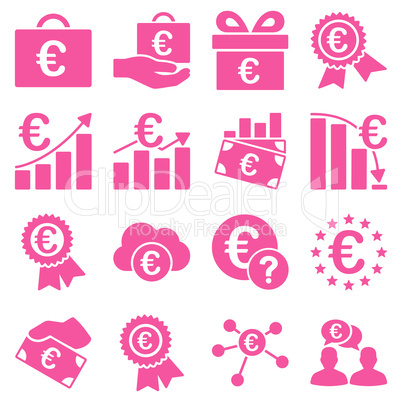 Euro banking business and service tools icons