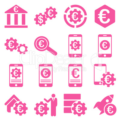 Euro banking business and service tools icons