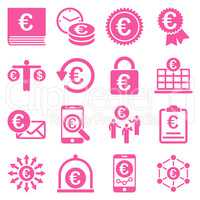 Euro banking business and service tools icons