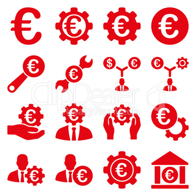 Euro banking business and service tools icons