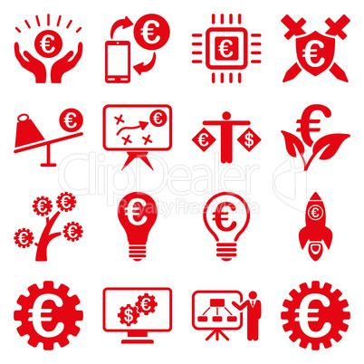 Euro banking business and service tools icons