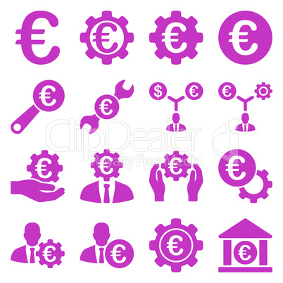 Euro banking business and service tools icons