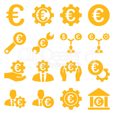 Euro banking business and service tools icons