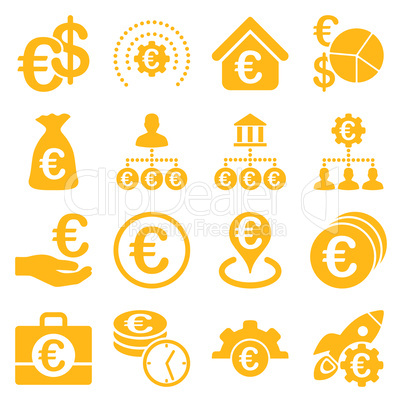 Euro banking business and service tools icons