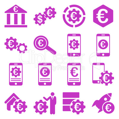 Euro banking business and service tools icons