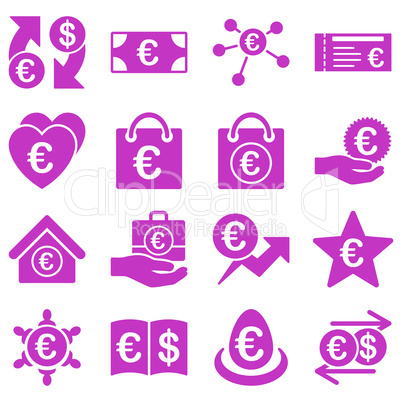 Euro banking business and service tools icons