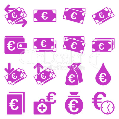 Euro banking business and service tools icons