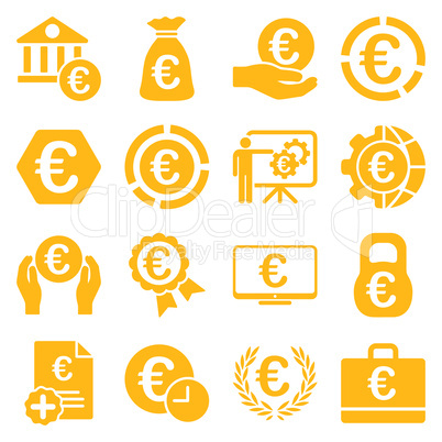 Euro banking business and service tools icons