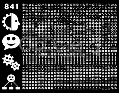 841 smile, gear, tool, map markers, mobile icons