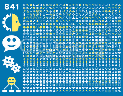 841 smile, gear, tool, map markers, mobile icons