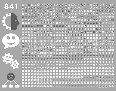 841 smile, gear, tool, map markers, mobile icons