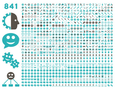 841 smile, gear, tool, map markers, mobile icons