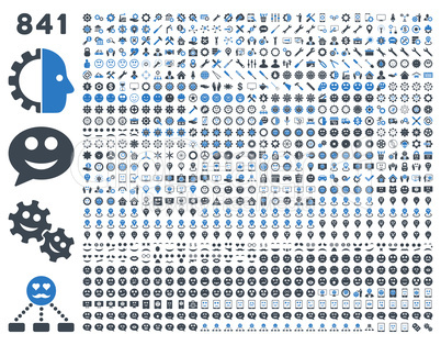 841 smile, gear, tool, map markers, mobile icons