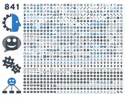 841 smile, gear, tool, map markers, mobile icons