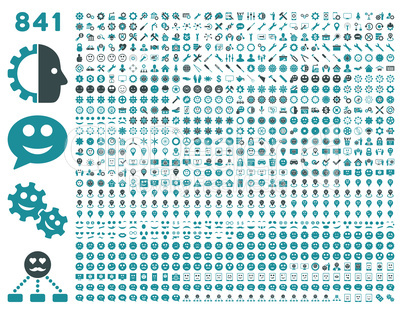 841 smile, gear, tool, map markers, mobile icons