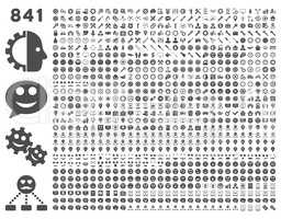 841 smile, gear, tool, map markers, mobile icons