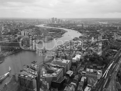 Black and white Aerial view of London